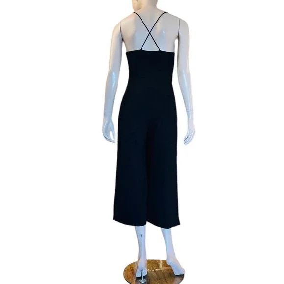 N Nicholas Black Keyhole Split Leg Jumpsuit Size 4 Criss-Cross Straps at Back - Picture 8 of 16